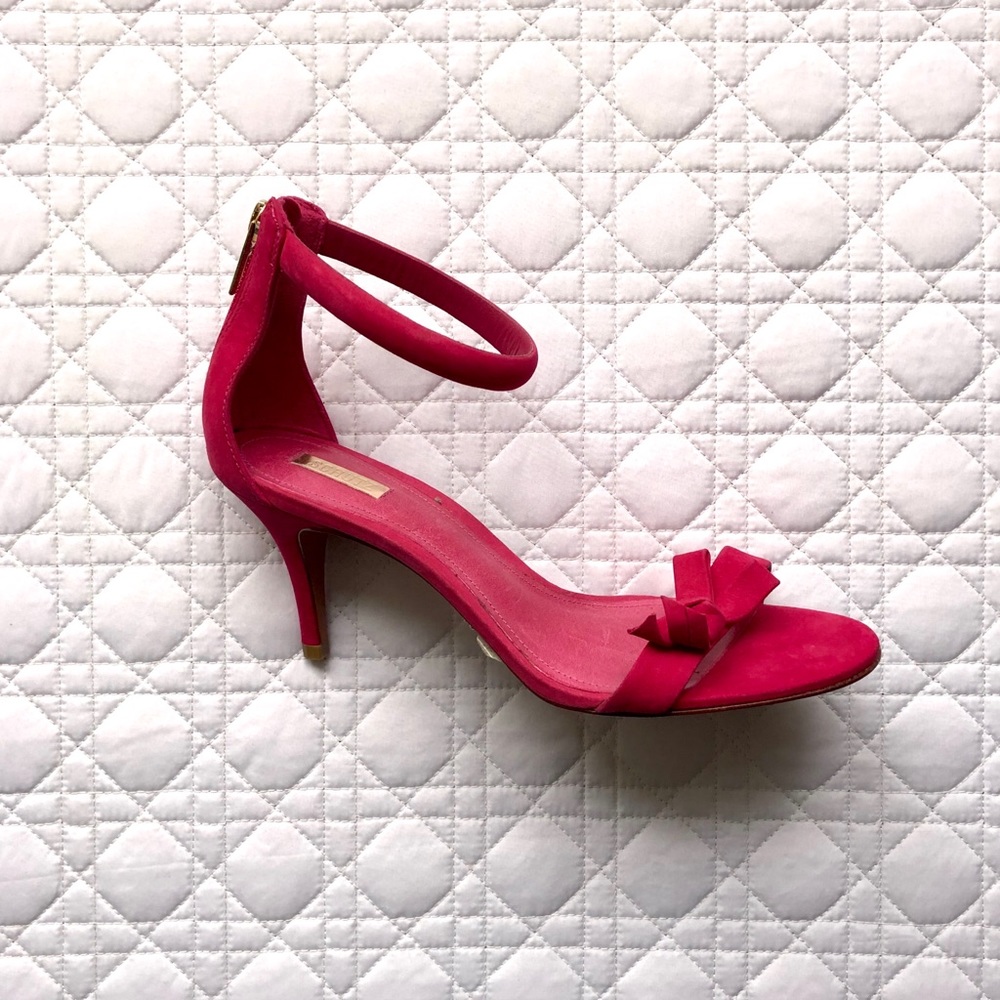 Fuchsia Pink SHUTZ Suede Summer Sandal Heel 8 NEW